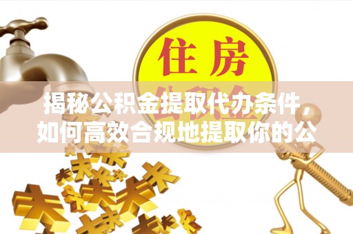 朱家尖揭秘公积金提取代办条件，如何高效合规地提取你的公积金